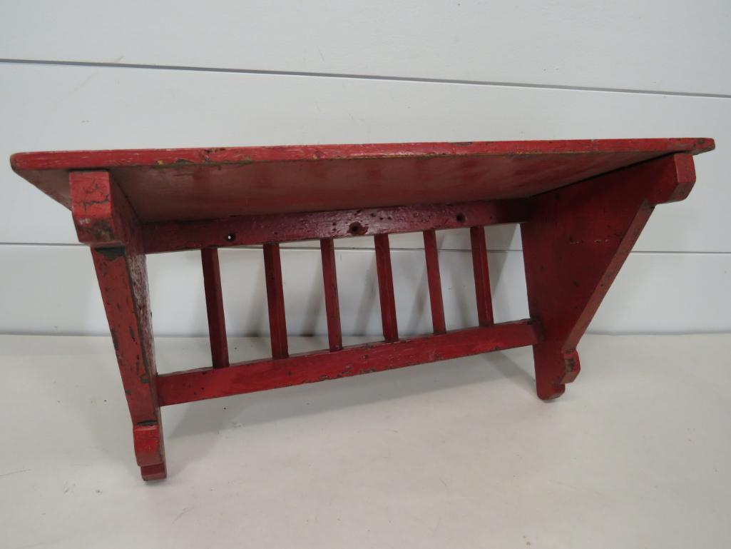 Red Painted Shelf: 17"
