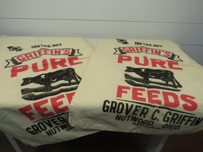Pair of NOS Griffins Feeds Feed Sacks - Nutwood, Ohio (1 of 5)