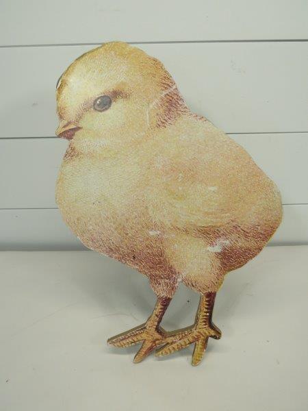 Lithograph Chick Country Store Display: Paper on cabinet-grade plywood. With back prop or hanging teeth. Some small paper abrasions in the center and some lift along the top edge. 20" x 13" x 3/8"