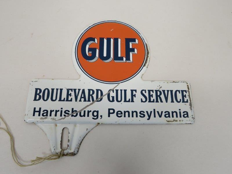 Gulf License Plate Topper-Harrisburg PA: 6 1/4" x 5 3/4"
