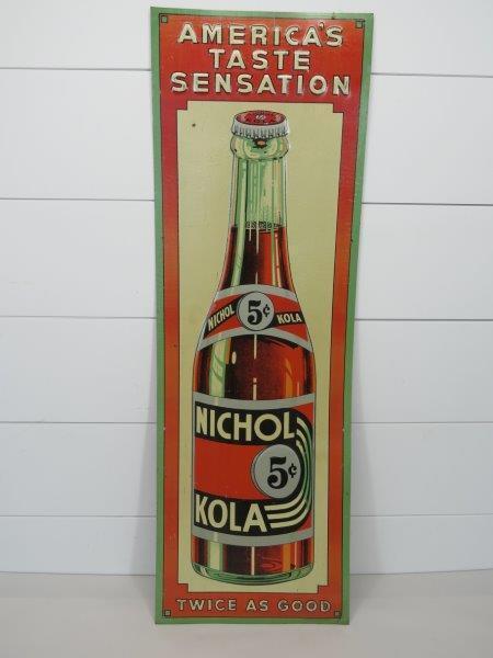 Nichol Cola 5 Cent Embossed Tin Litho Sign (1 of 5)