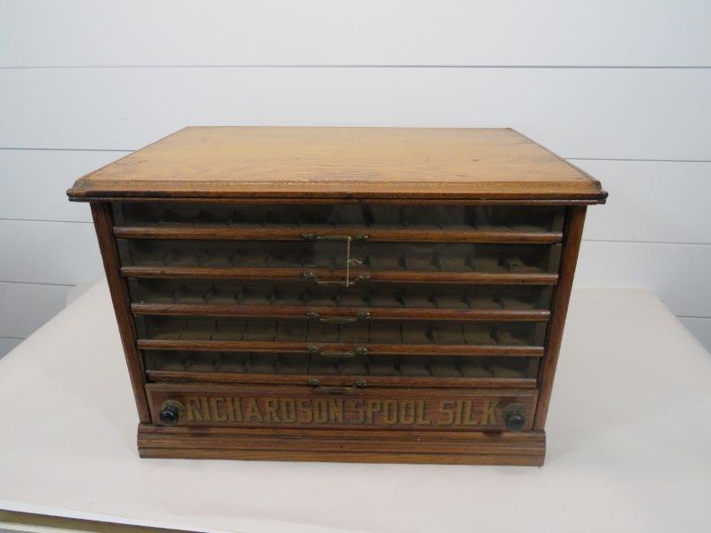 Antique Richardson Oak Six Drawer Spool Cabinet (1 of 13)