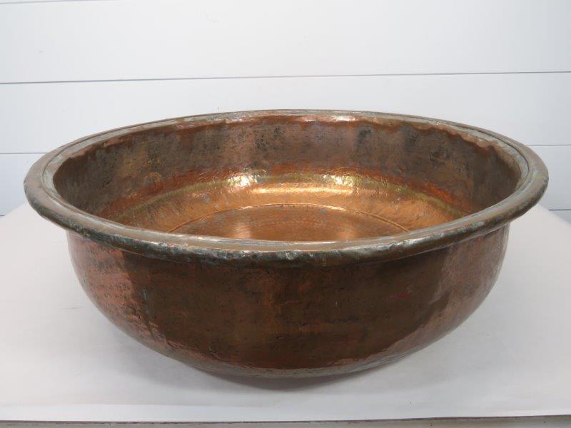 Large Round Shallow Copper Bowl (1 of 4)