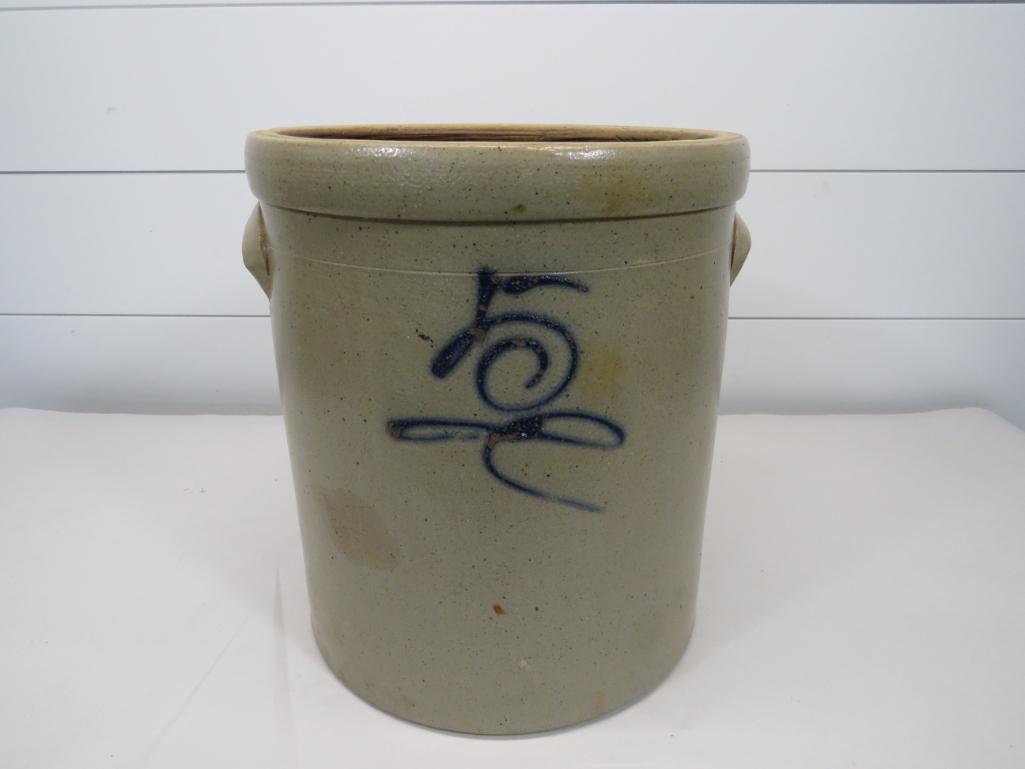 5 Gal Bee Sting Cobalt Decorated Crock with Handles (1 of 9)
