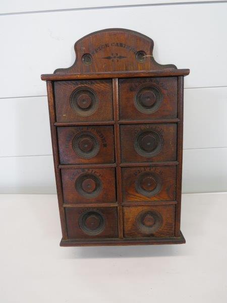 Antique Eight Drawer Wooden Spice Cabinet (1 of 9)