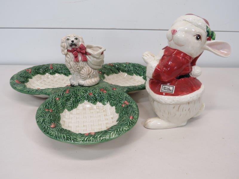 Fitz & Floyd Christmas Rabbit & Serving Dish (1 of 9)