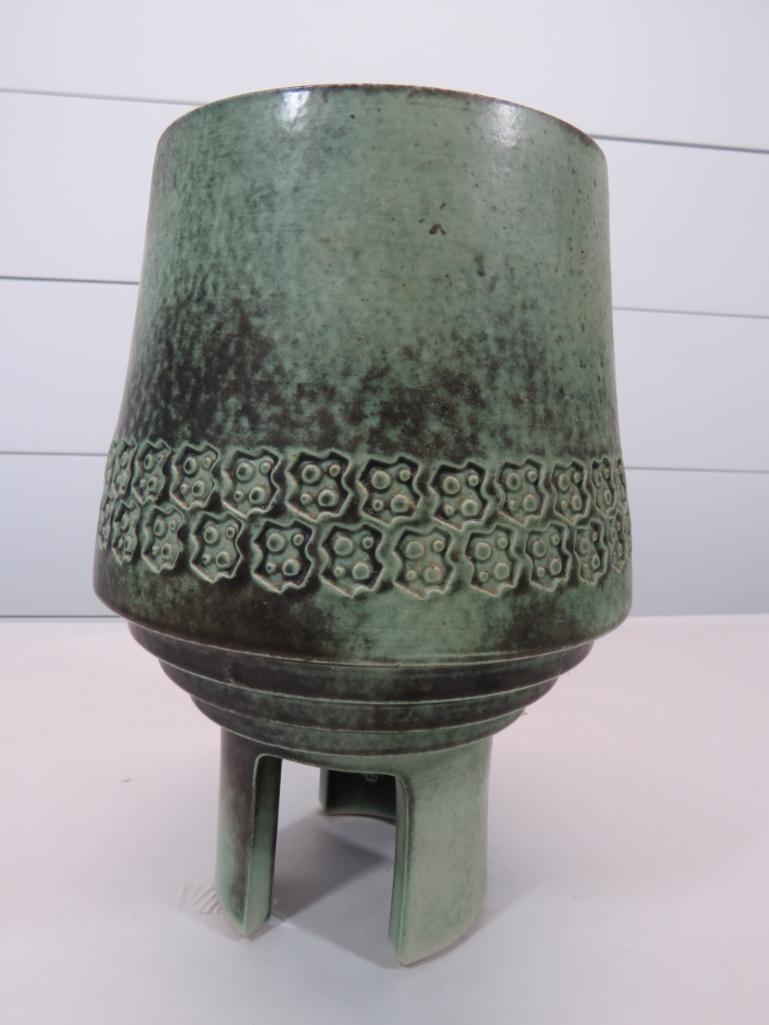 Mid Century Asian Metal Footed Planter (1 of 7)