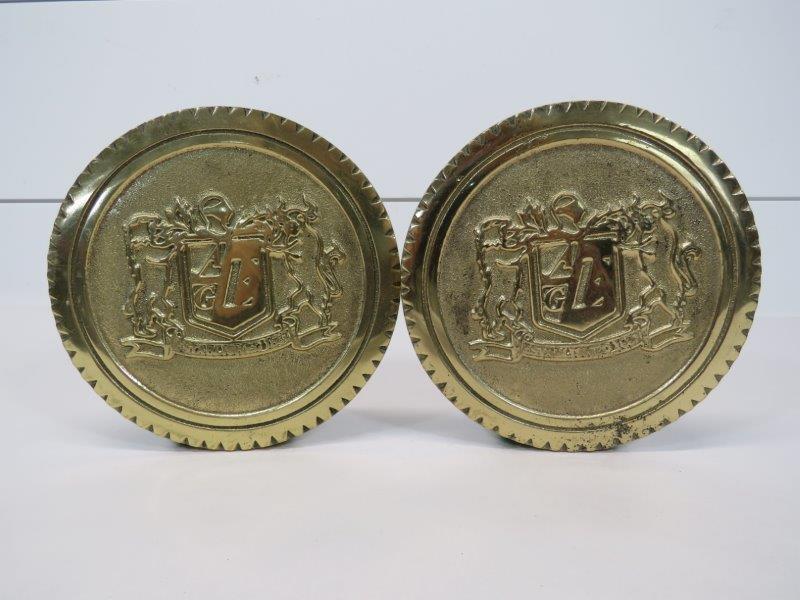 Mid Century Brass Coat of Arms Bookends (1 of 6)