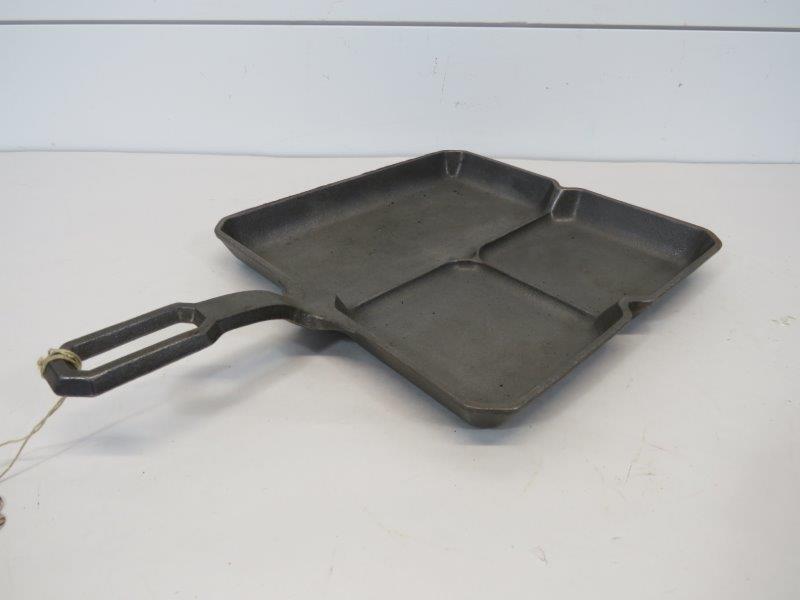Griswold Large Logo Cast Iron Colonial Breakfast: Marked: Erie PA U.S.A. Patent Applied for 566 C Very clean with no pitting and sits flush. 9" x 9" 