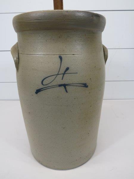 4 Gal Cobalt Dragonfly Stoneware Crock Dasher Churn (1 of 8)
