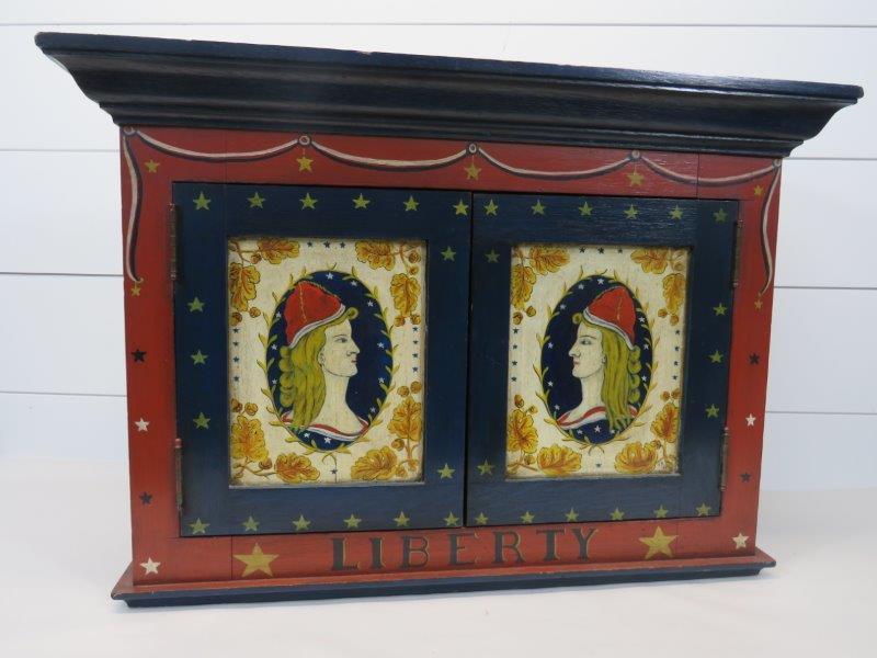 Folk Art Colonial Style Painted Wall Cupboard (1 of 17)