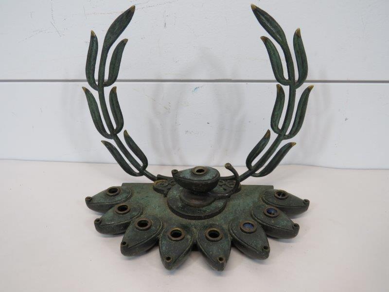 Copper and Brass Hanukkah Lamp Menorah, Judaica (1 of 6)