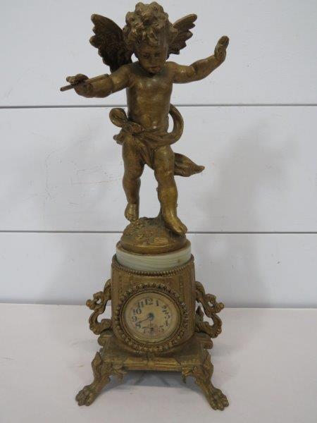 1891 Ansonia Gilt Metal Figural Cherub Statue Clock (1 of 10)