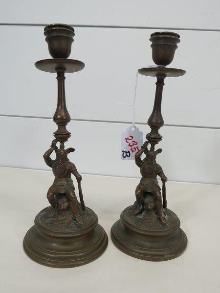 Pair of Germanic Figural Bronze Candlesticks (1 of 17)
