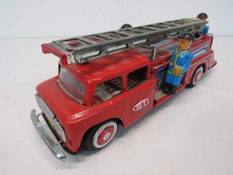 Tin Litho Friction Fire Truck Toy (1 of 4)