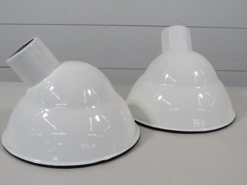 Pair of Porcelain Angled Station Light Shades (1 of 8)
