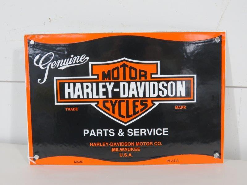 SS Porcelain Harley Davidson Parts & Service Sign (1 of 3)