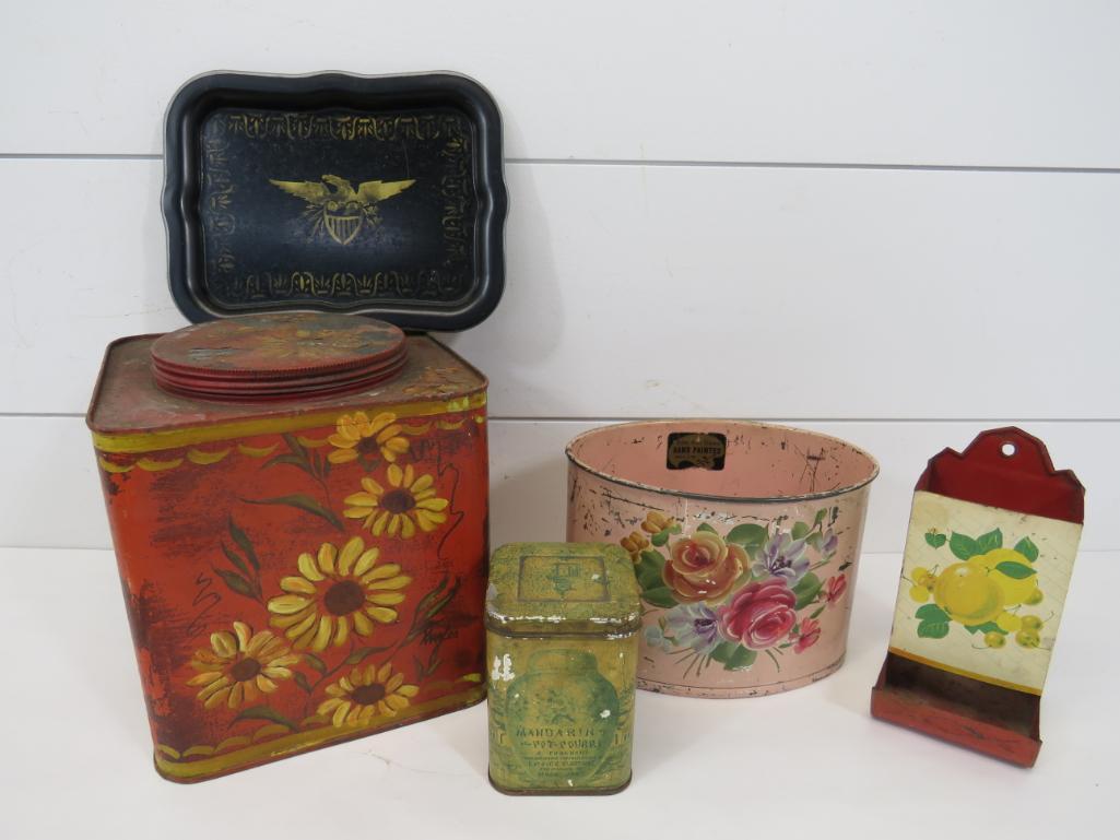Early Hand Painted Tin Lot (5) (1 of 19)