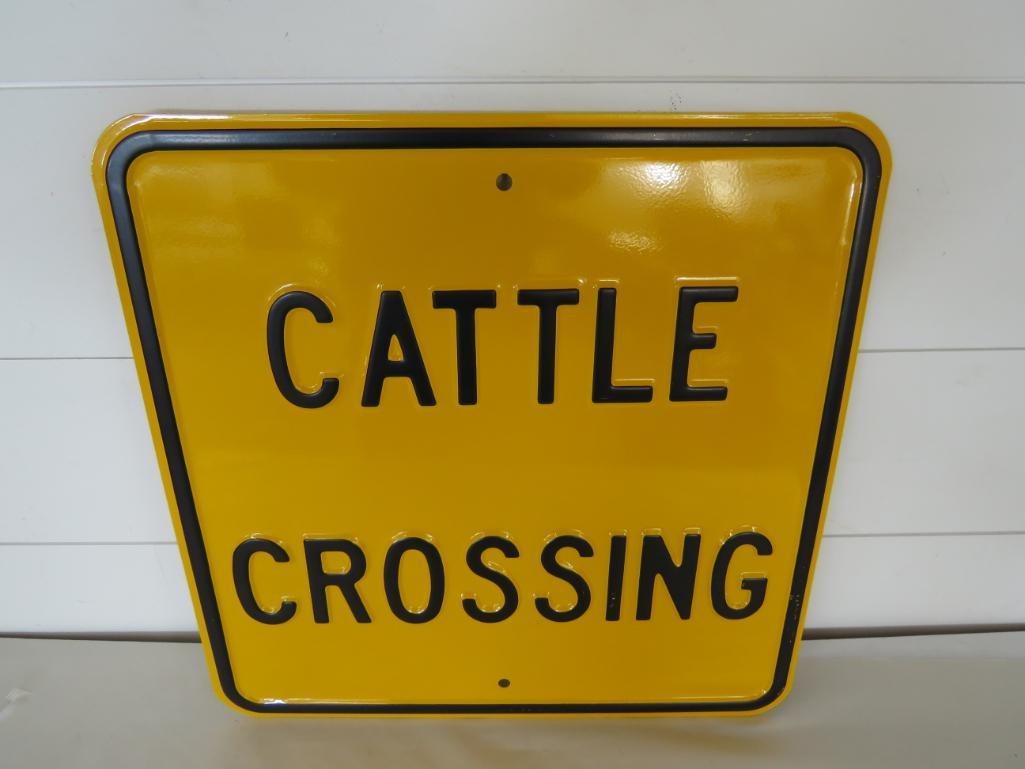 SS Steel " Cattle Crossing" Embossed Sign (1 of 4)