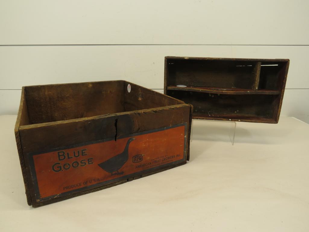 Blue Goose Fruit & Comparted Wood Carrier / Crate Lot (1 of 19)
