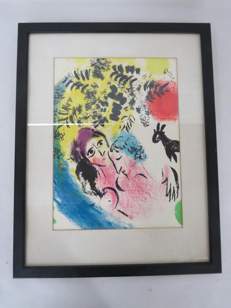 1960 Marc Chagall French Lithograph "Lovers with Red (1 of 15)