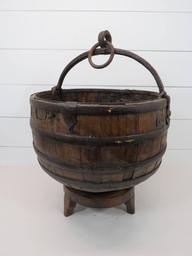 Primitive Wooden Well Bucket with Stand (1 of 10)