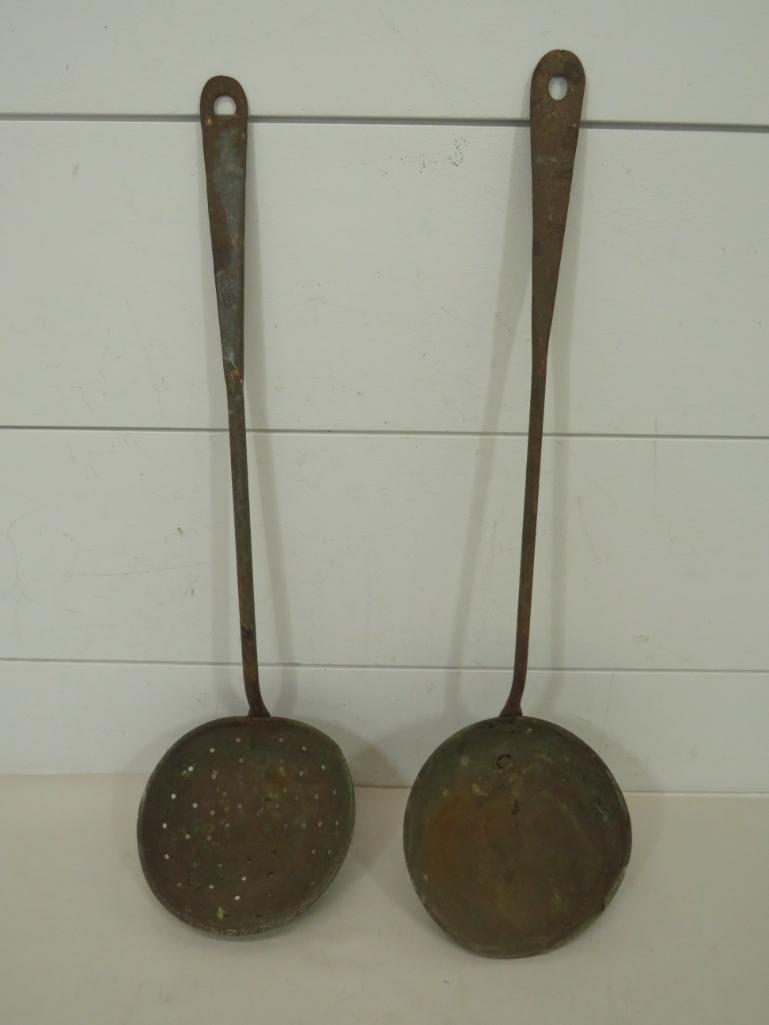 Early Primitive Brass Ladle & Strainer (1 of 9)