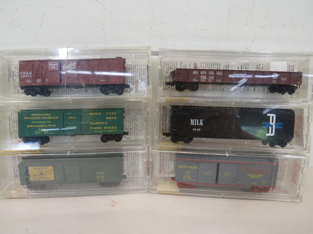Micro-Trains N Scale Freight Cars -Knuckle Couplers (6): This item is shippable. We offer combined shipping in-house. Dimensions: 3" to 3 3/4" size range. Photos will serve to represent any other condition issues. Condition reports will be answered 
