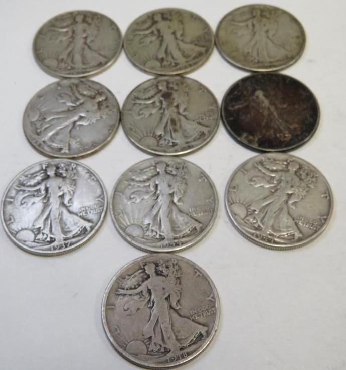 1918-1940 Walking Liberty Half Dollars (10) (1 of 11)