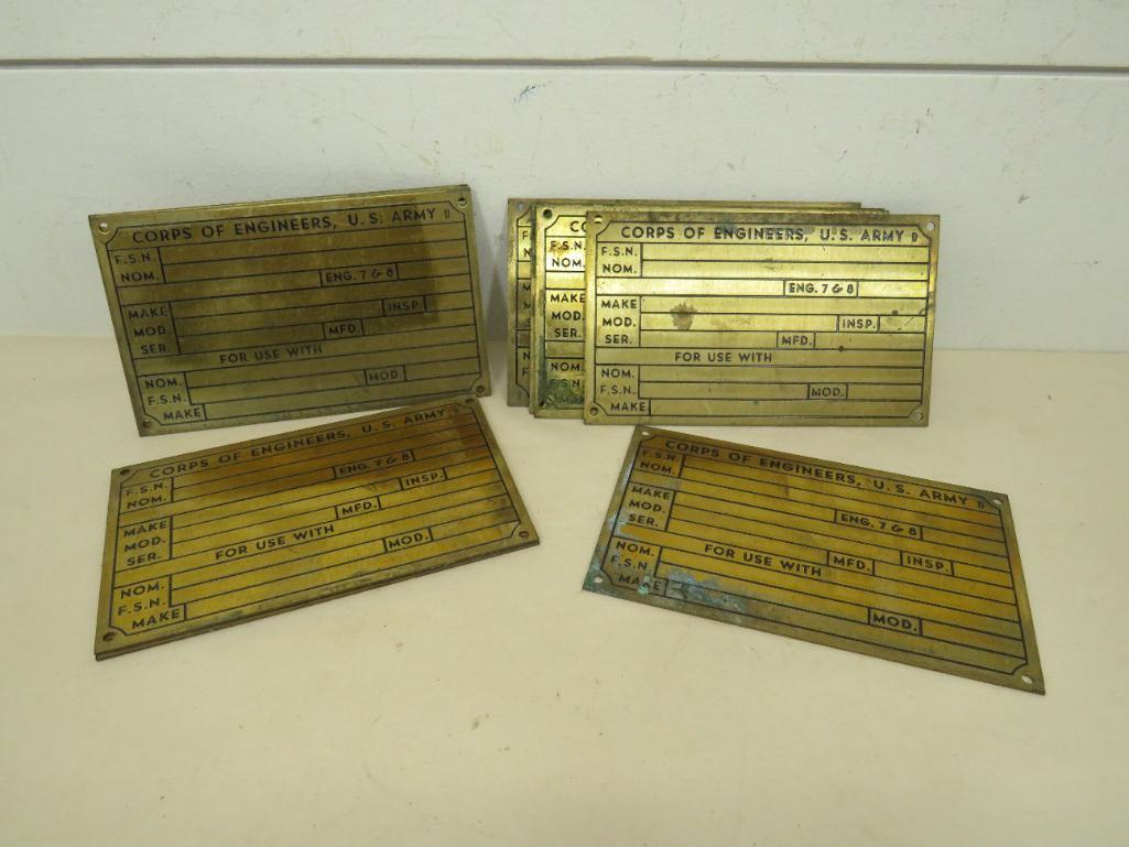 US Army Corp of Engineers Brass Data Plate (10) (1 of 4)