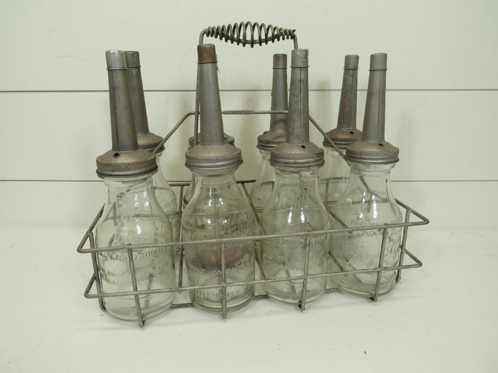 1 Qt. Embossed Oil Bottles with Wire Carrier (8) (1 of 16)