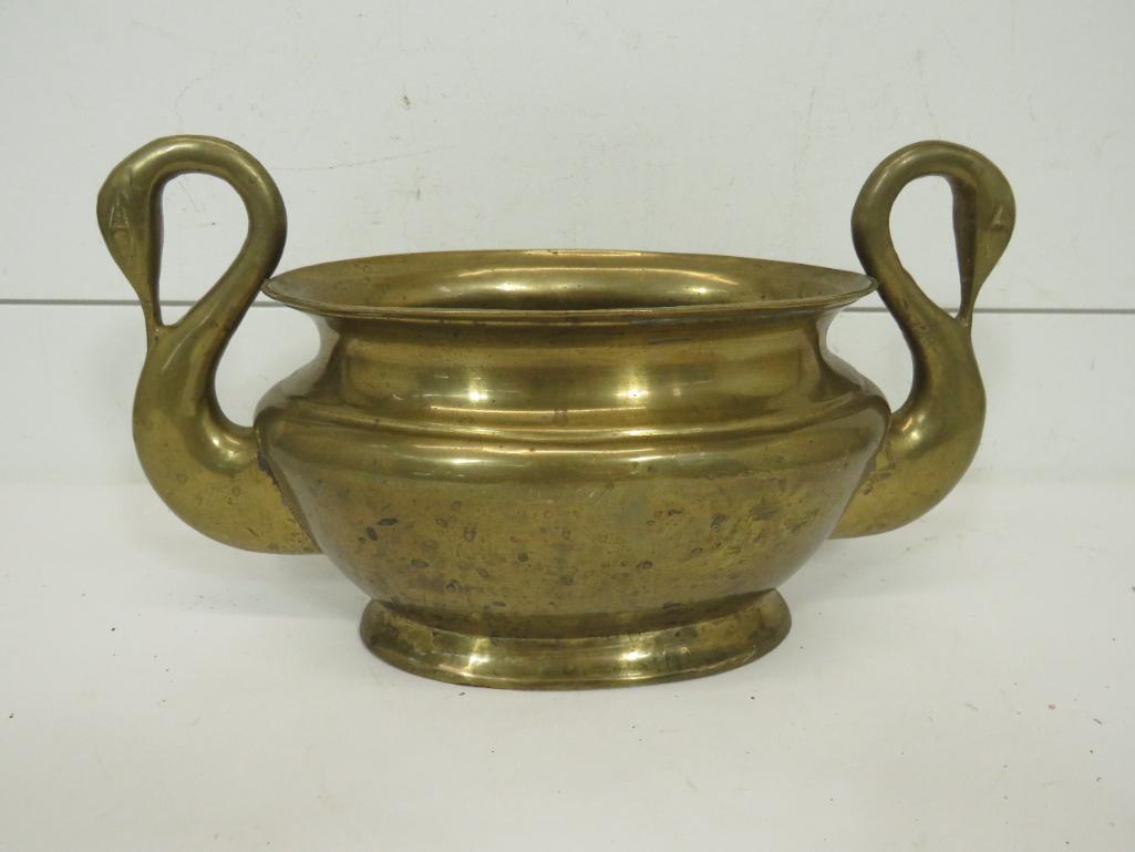 Brass Swan Handle Planter (1 of 7)