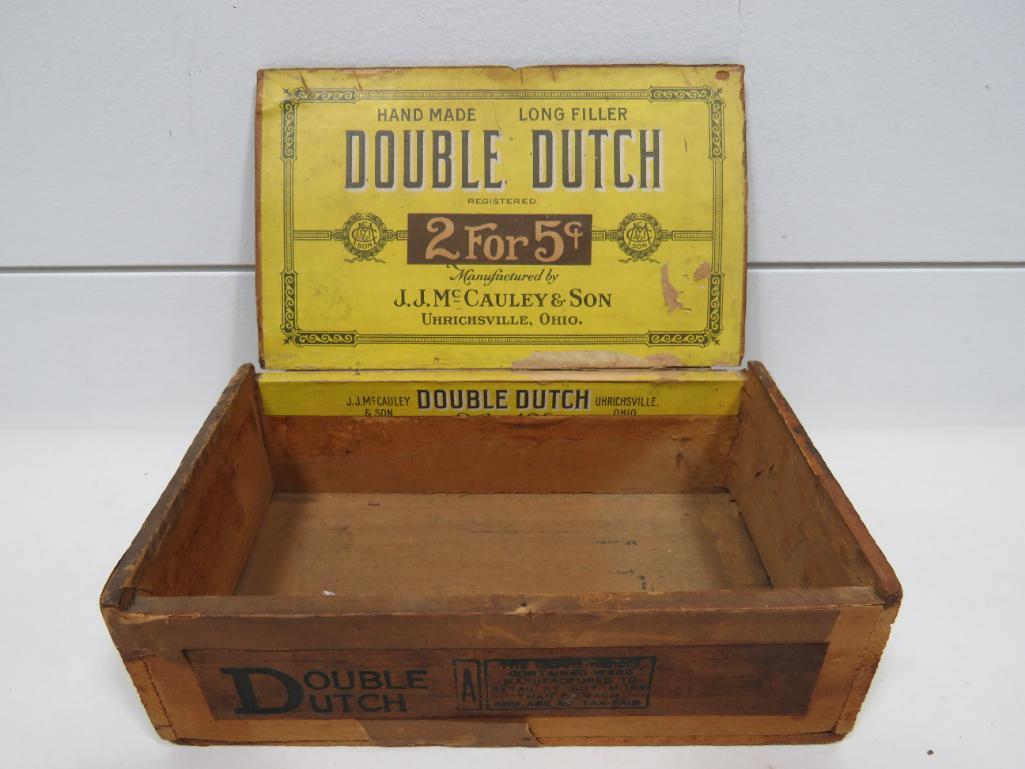 McCauley's Double Dutch Wooden Cigar Box Uhrichsville OH (1 of 9)