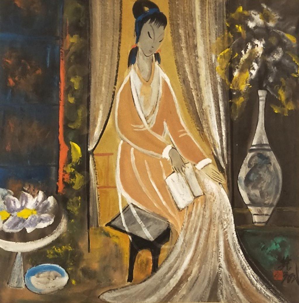 A Chinese Scroll Painting By Lin Fengmian: A Chinese Scroll Painting By Lin Fengmian H:67cm;W:66cm;