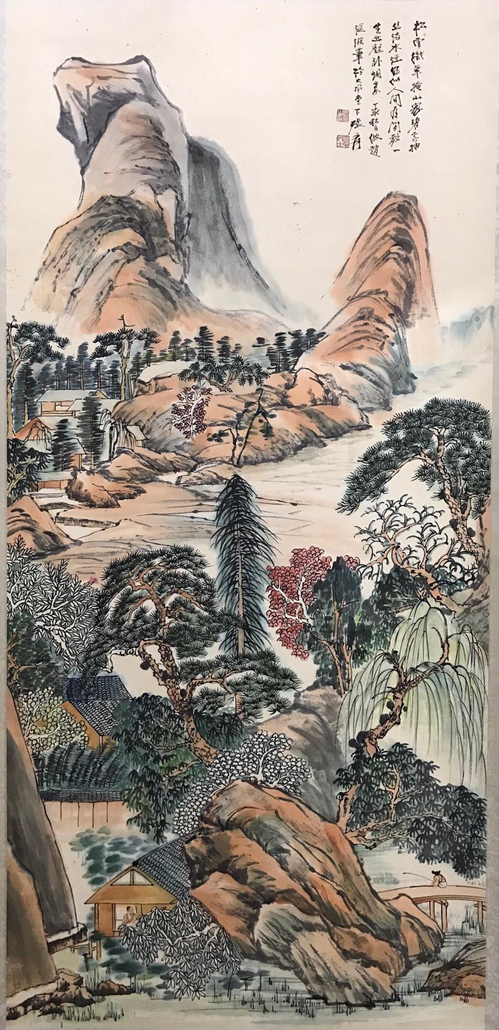 A Chinese Scroll Painting By Zhang Daqian: A Chinese Scroll Painting By Zhang Daqian 138x65cm