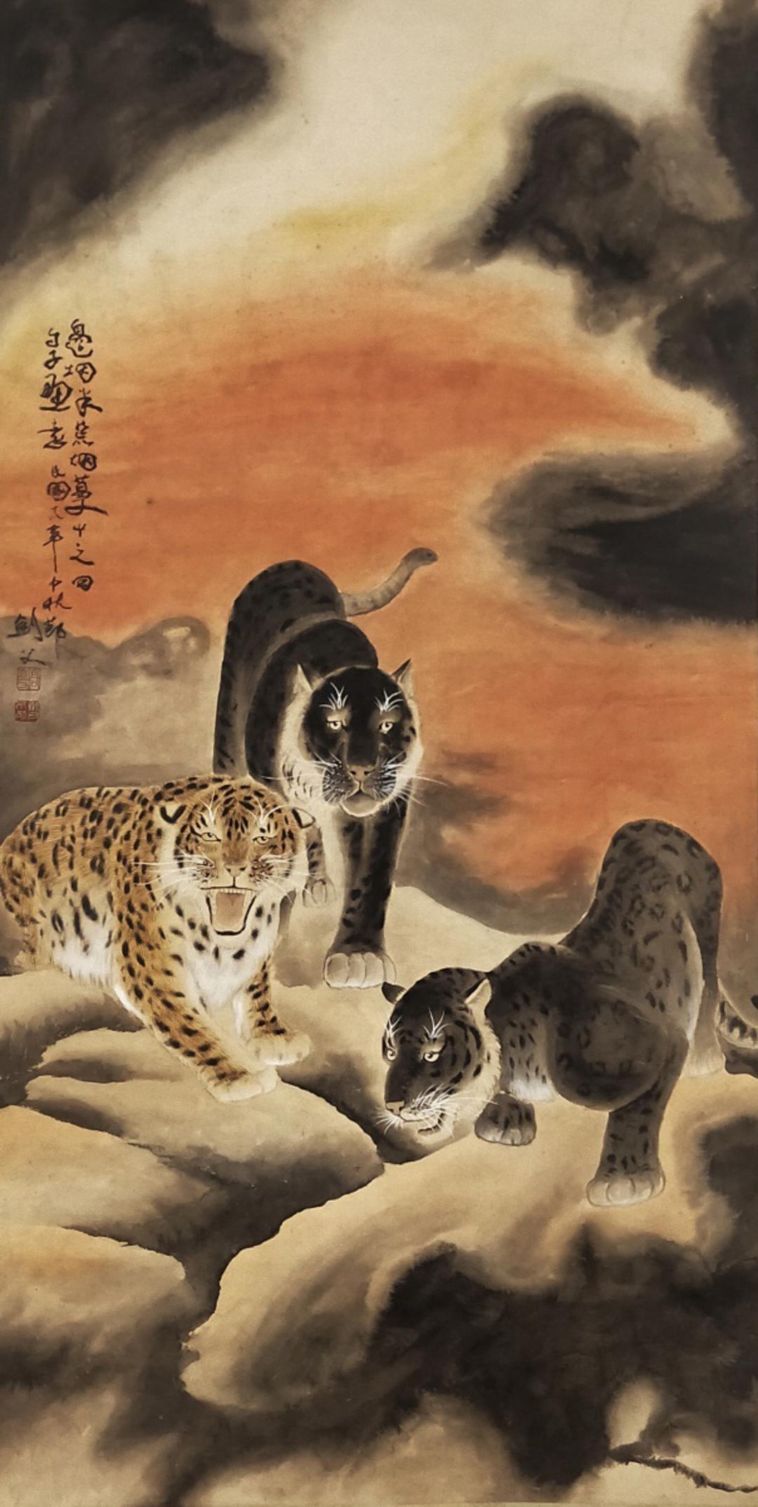 A Chinese Scroll Painting By Gao Jianfu: A Chinese Scroll Painting By Gao Jianfu H:128cm; W:65cm