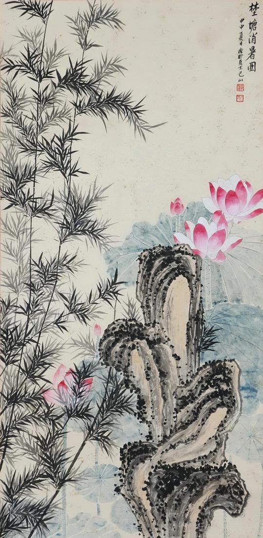 A Chinese Painting Scroll Attribute to Xie Zhiliu: A Chinese Painting Scroll Attribute to Xie Zhiliu 100*49cm
