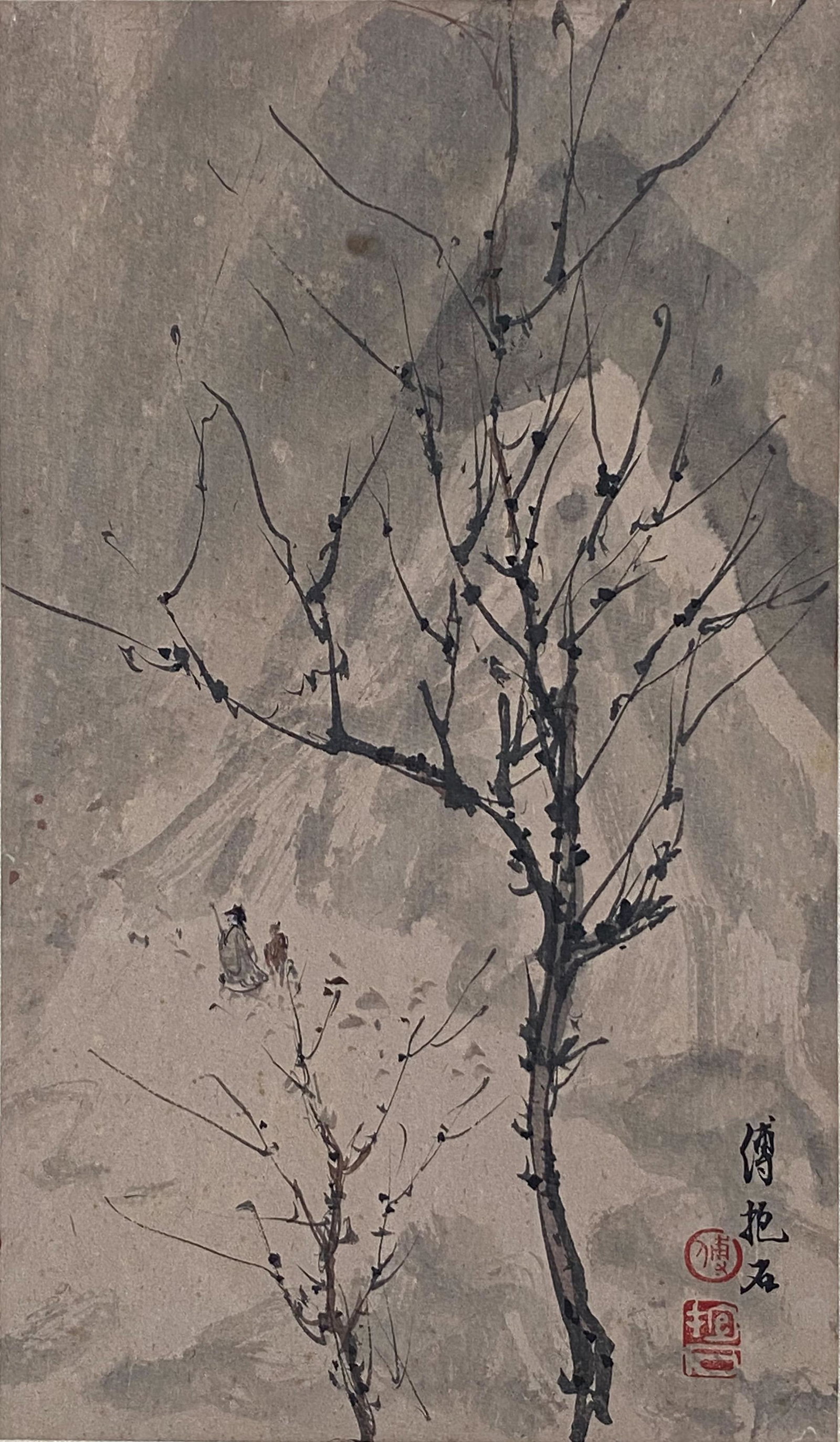 A Chinese Painting Scroll Attribute to Fu Baoshi: A Chinese Painting Scroll Attribute to Fu Baoshi 14*16cm