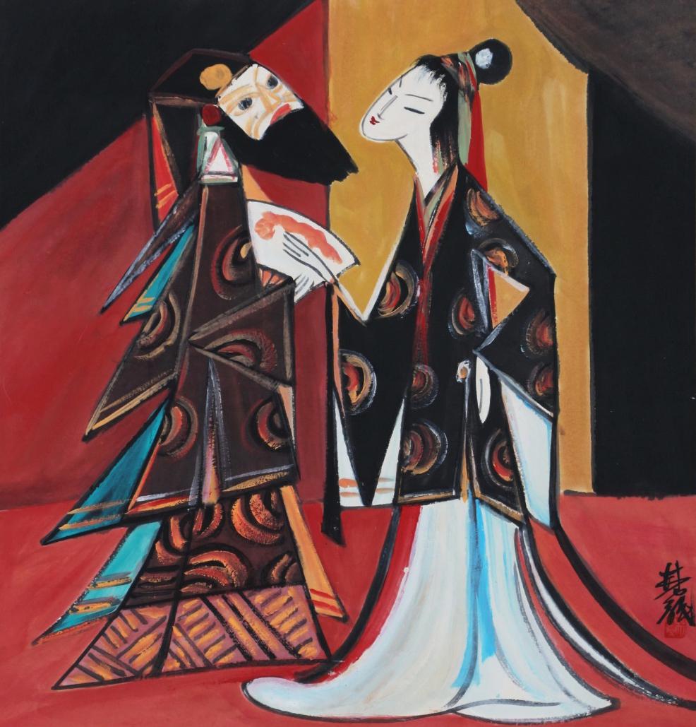 A Chinese Scroll Painting Signed Lin Fengmian: A Chinese Scroll Painting Signed Lin Fengmian 68 x 65cm