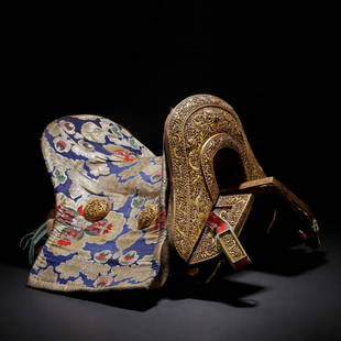 A Chinese Bronze-gilt Dragon Horse Saddle: A Chinese Bronze-gilt Dragon Horse Saddle. L 60cm; H 60cm; W 35cm; 13.5kg