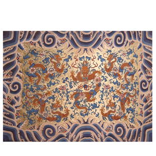 A Chinese Embroidered Dragons Group Panel: A Chinese Embroidered Dragons Group Panel. 130 x 95cm