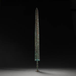 A Chinese Silver Inlaid Partly Gilt Sword: A Chinese Silver Inlaid Partly Gilt Sword. H 70cm; 1.1kg