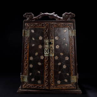 A Chinese Carved Rosewood Cabinet: A Chinese Carved Rosewood Cabinet. H 35cm; W 26cm; 3.24kg