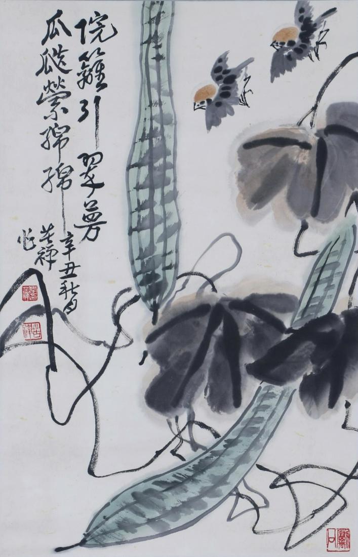 A Chinese Scroll Painting Signed Li Kuchan: A Chinese Scroll Painting Signed Li Kuchan. 69 x 45cm