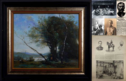 Oil Painting Signed Jean Baptiste Camille Corot: Oil Painting Signed Jean Baptiste Camille Corot Image Size: 44.5 x 36.5 Colonel Sir Claude Maxwell MacDonald Sir Claude Maxwell MacDonald (1852-1915) was a British diplomat and British Minister to