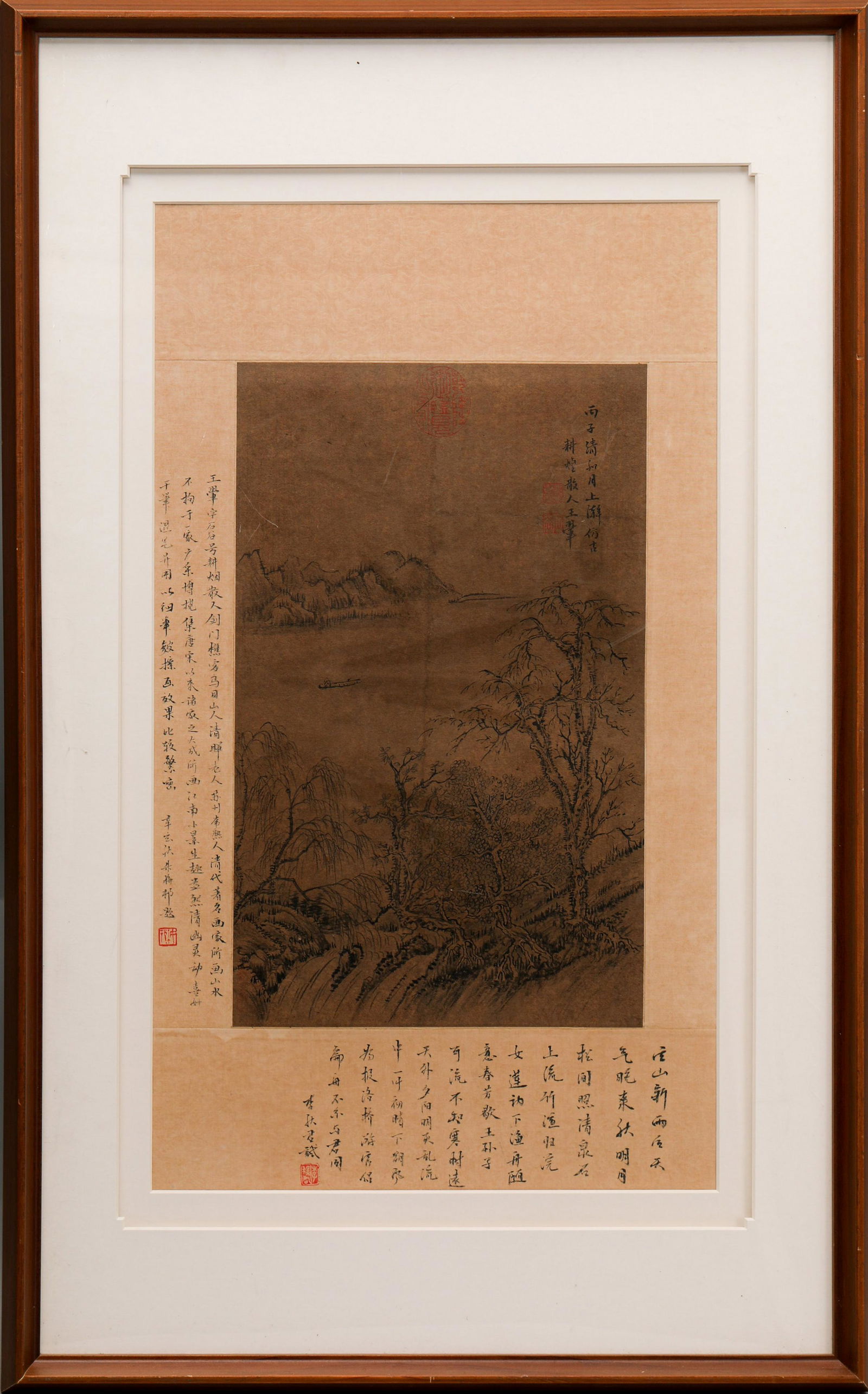 A Chinese Frame Painting Signed Wang Hui: A Chinese Frame Painting Signed Wang Hui Image size: 57 x 32cm