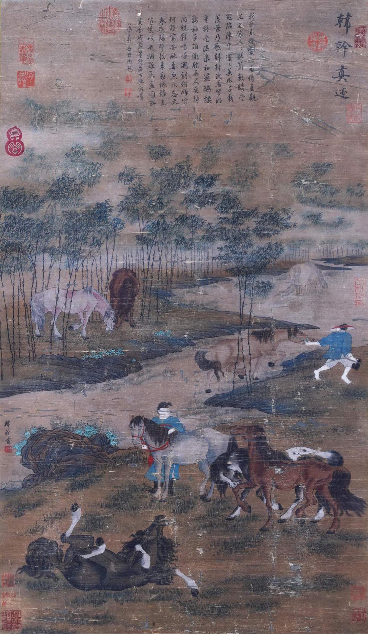 A Chinese Scroll Painting Signed Han Gan: A Chinese Scroll Painting Signed Han Gan 90 x 50cm Heber R. Bishop Collection, picture of an old newspaper from the Heber R. Bishop Collection exhibition.