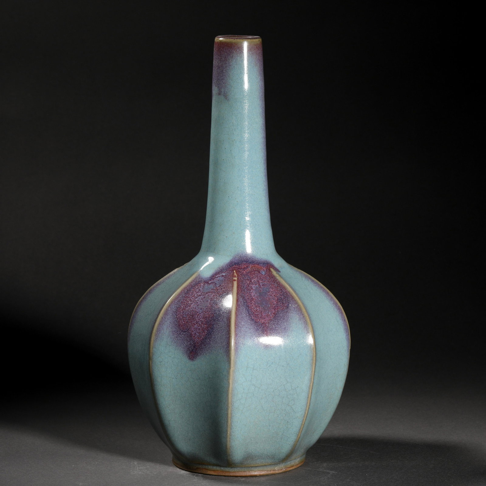 A Chinese Purple-splashed Jun-ware Vase: A Chinese Purple-splashed Jun-ware Vase H 29cm; W 15cm
