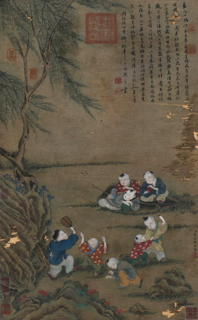 A Chinese Scroll Painting By Jin Tingbiao: A Chinese Scroll Painting By Jin Tingbiao Dimensions: 32 1/4 x 20 3/8 inches (82cm x 52cm)