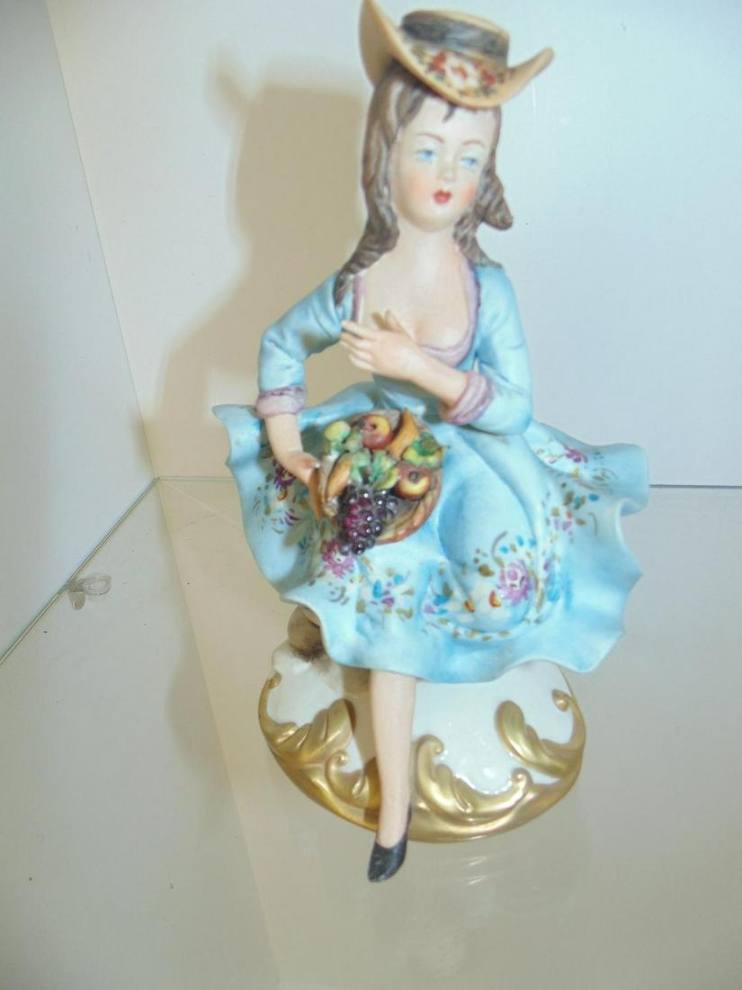 Capodimonte figure lady with fruit basket: Capodimonte figure lady with fruit basket